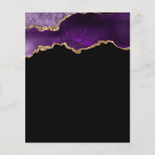 Budget Purple Gold Agate 21st Birthday Invitation (Back)