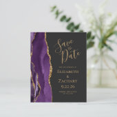 Budget Purple Gold Agate Dark Save the Date (Standing Front)