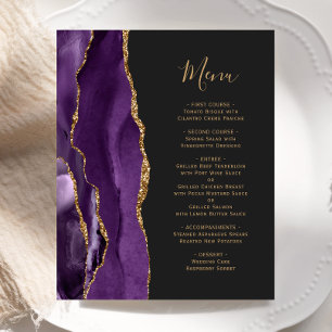Budget Purple Gold Agate Dark Wedding Menu