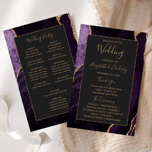 Budget Purple Gold Agate Dark Wedding Program