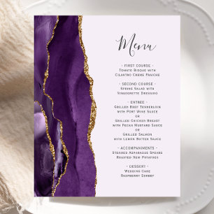 Budget Purple Gold Agate Lavender Wedding Menu