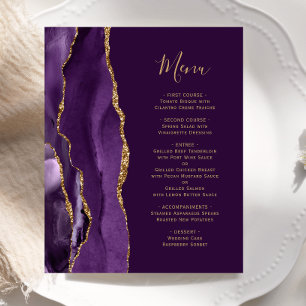 Budget Purple Gold Agate Plum Wedding Menu