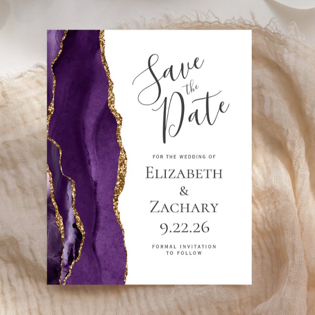 Budget Purple Gold Agate Wedding Save the Date (Creator Uploaded)