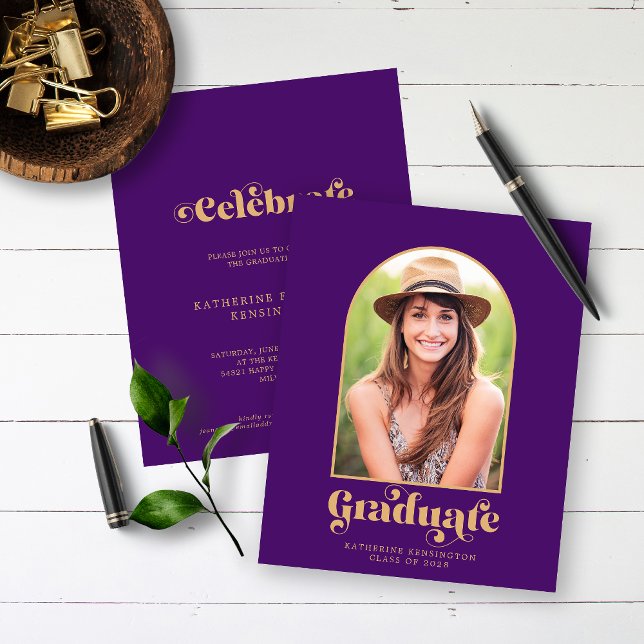 Budget Purple Gold Arch Photo Graduation Party (Creator Uploaded)