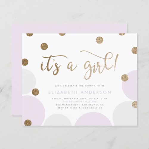 Budget Purple  Gold Confetti Girl Baby Shower