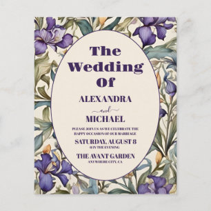 Budget Purple Iris Art Nouveau Wedding Invitation