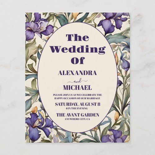 Budget Purple Iris Art Nouveau Wedding Invitation