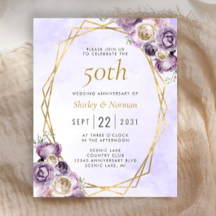 Budget Purple Ivory Gold Floral 50th Anniversary