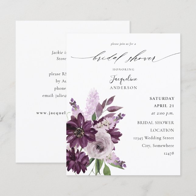 Budget Purple & Lavender Floral Bridal Shower (Front/Back)