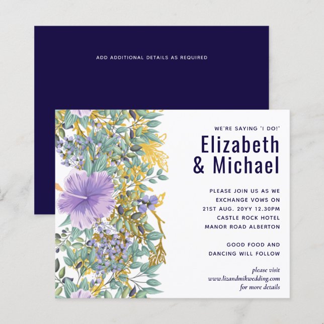 Budget Purple Lavender Floral Greenery Wedding (Front/Back)