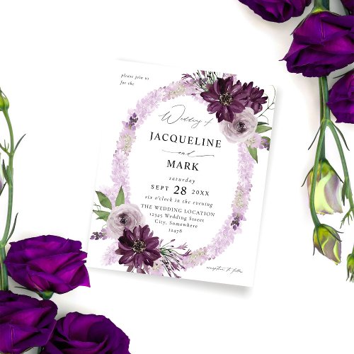 Budget Purple  Lavender Floral Ring Wedding Flyer