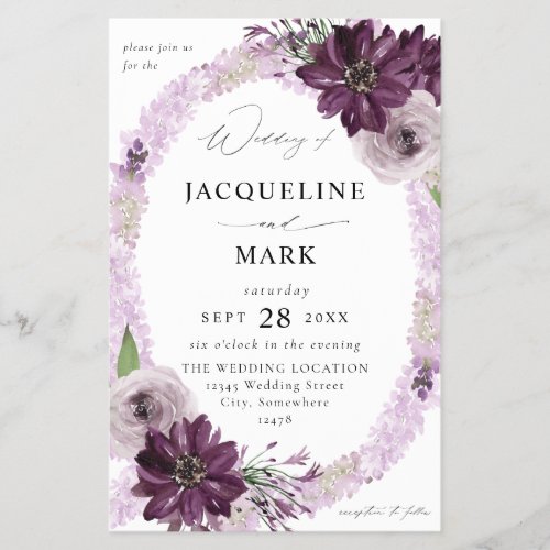 Budget Purple  Lavender Floral Ring Wedding MED Flyer