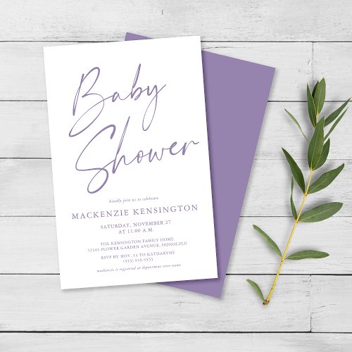 Budget Purple Lavender Script Baby Shower FLYER