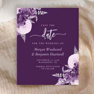 Budget Purple Lilac Silver Floral Save the Date