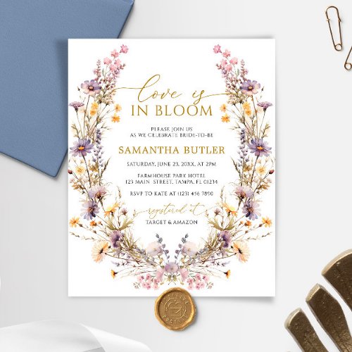 Budget Purple Love is in Bloom Shower Invitation