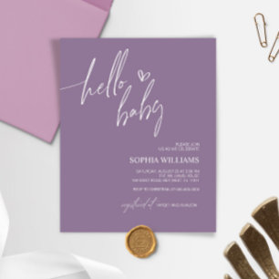Budget Purple Minimalist Baby Shower Invitation