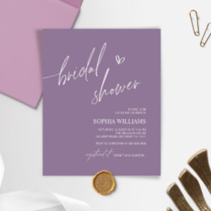 Budget Purple Minimalist Bridal Shower Invitation