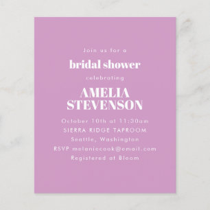 Budget Purple Minimalist Bridal Shower Invitation