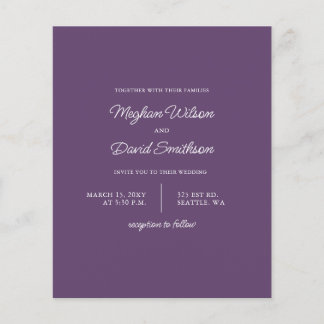 Budget Purple Modern Wedding Invitation