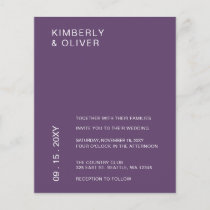 Budget Purple Modern Wedding Invitation