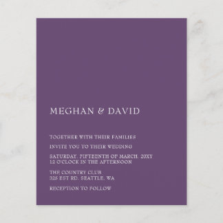 Budget Purple Modern Wedding Invitation