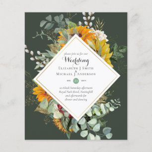 BUDGET Purple Orange Floral Wedding Invitations Flyer