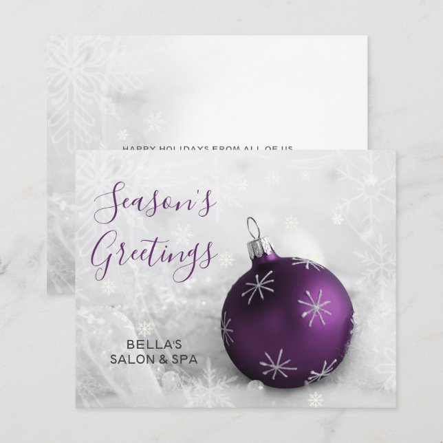Budget Purple Ornament Company Holiday Card (Front/Back)
