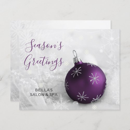 Budget Purple Ornament Company Holiday Card