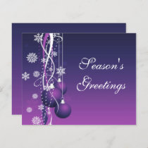 Budget Purple Ornaments Business Holiday Card