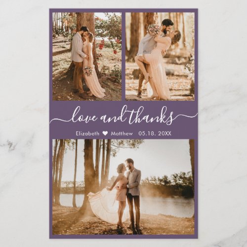 Budget Purple Photo Collage Wedding Thank You Flyer