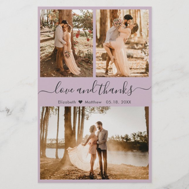 Budget Purple Photo Collage Wedding Thank You Flyer (Front)