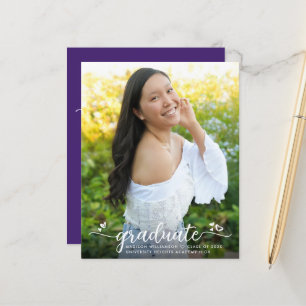 Budget Purple Photo Graduation Script Invitation 