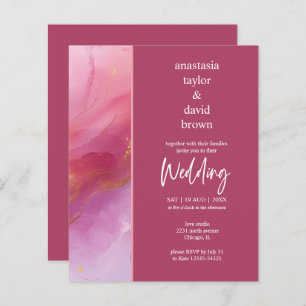 Budget Purple Pink Modern Wedding Invitation