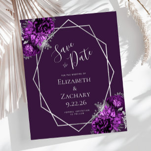 Budget Purple Plum Silver Floral Wedding