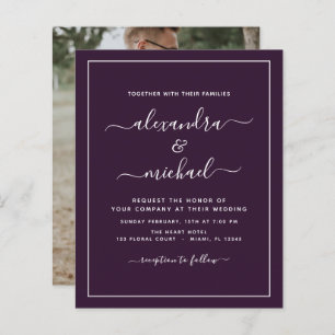 Budget Purple Plum Wedding with Photo Invitation