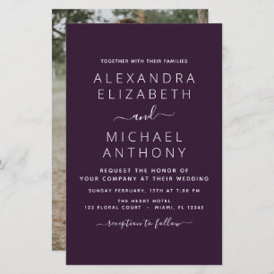 Budget Purple Plum Wedding with Photo Invitation