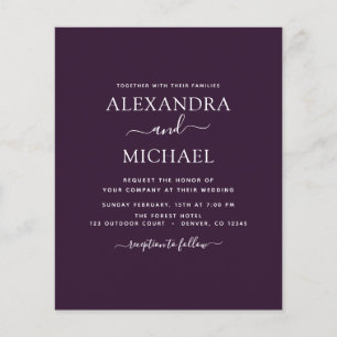 Budget Purple Plum Wedding with Photo Invitation Flyer