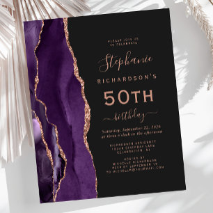 Budget Purple Rose Gold Agate Dark 50th Birthday