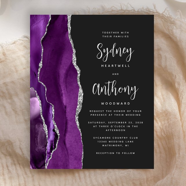 Budget Purple Silver Agate Calligraphy Wedding (Creator Uploaded)
