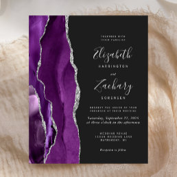 Budget Purple Silver Agate Dark Wedding Invitation