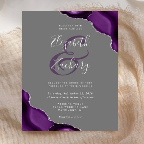 Budget Purple Silver Agate Gray Wedding