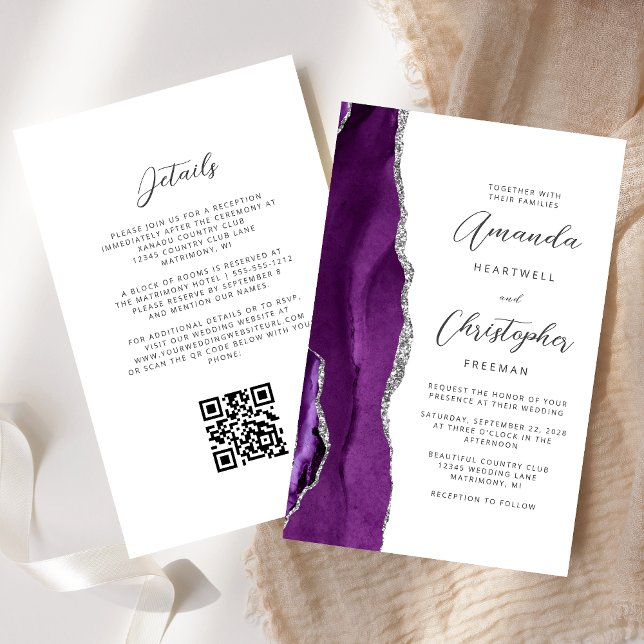 Budget Purple Silver Agate QR Code Wedding (Creator Uploaded)