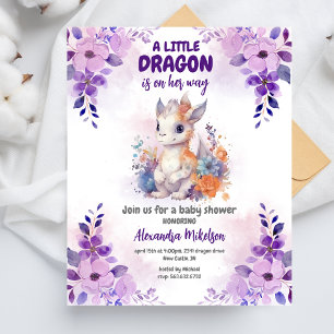 Budget Purple Watercolor Dragon Baby Shower