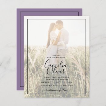 Budget Purple Wedding Photo Overlay Invitation