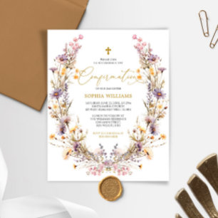 BUDGET Purple Wildflowers Confirmation Invitation