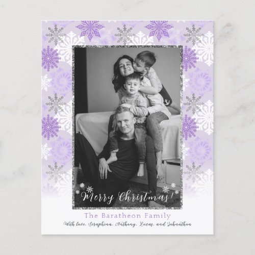 Budget Purple Winter Snowflake Family Photo