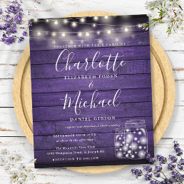 Budget Purple Wood Mason Jars Wedding Invitation