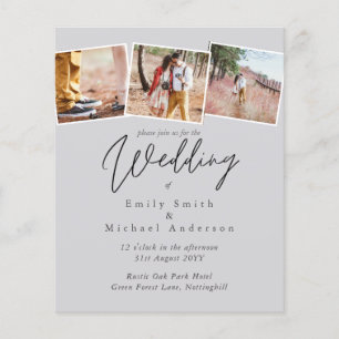 BUDGET Purple Yellow Gray Colors Wedding Invite