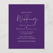 BUDGET Purple Yellow Gray Colors Wedding Invite