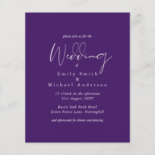 BUDGET Purple Yellow Gray Colors Wedding Invite